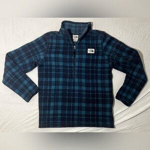 The North Face Sweater Gordon Lyons Mens Blue Plaid 1/2 Zip Pullover TNF  Small